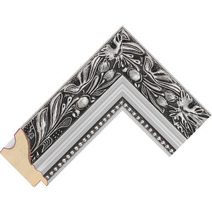 Silver ornate wooden picture frame