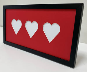 Triple love heart wooden photo frame