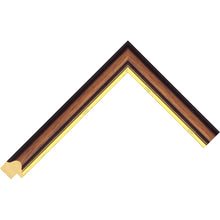 Load image into Gallery viewer, walnut stain wooden frame with gold inside edge
