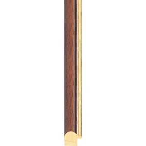 Walnut stain domed frame with gold edge