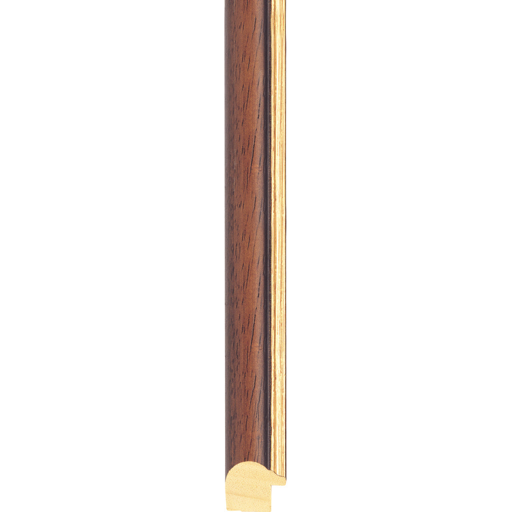 Walnut stain domed frame with gold edge