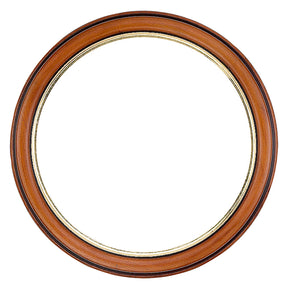 Walnut Circle Picture Frame with gold edge