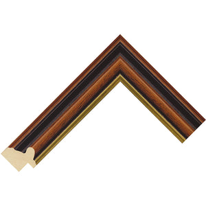 Walnut stain traditional wooden frame with gold edge