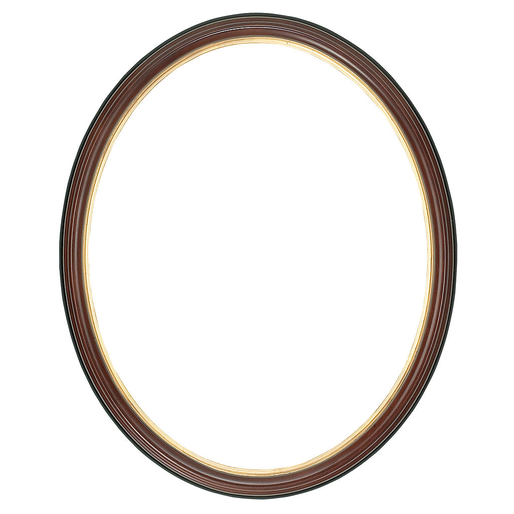 Brown Oval Picture Frame with a gold edge